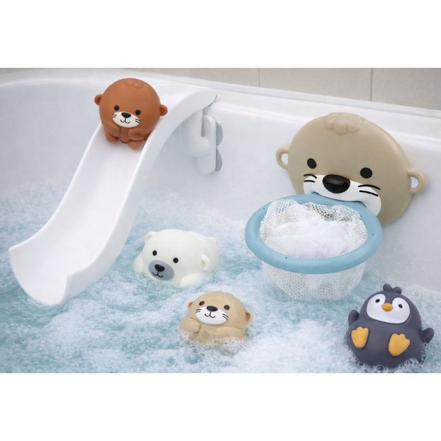 Vonios žaislų rinkinys – čiuožykla, tinkliukas ir gyvūnėliai, 10 dalių 6