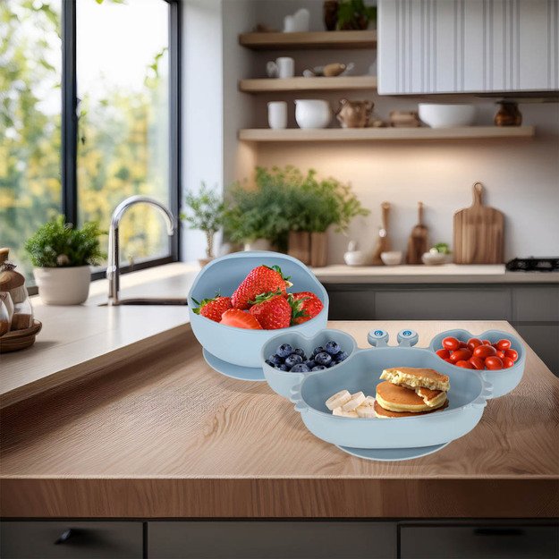 Silikoniniai kūdikių indai kūdikis krabas 9 dalių rinkinys mėlynos spalvos 8