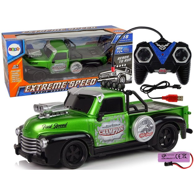 Remote Controlled 1:18 Green Pick-up Truck 1