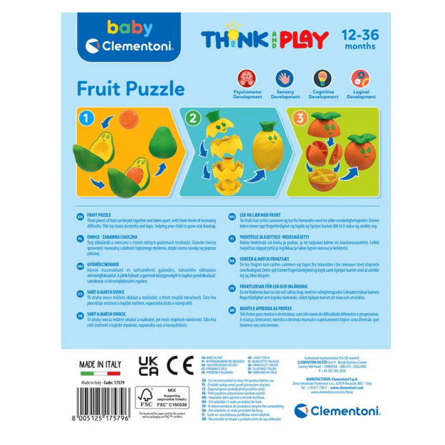Logical Toy – Colorful Fruits Avocado, Pineapple, Orange Clementoni 17579 6