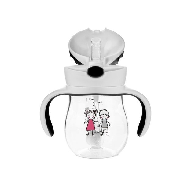 A0034 TRITAN / Non-spill cup 250 ml with weighted straw and dual handle grey