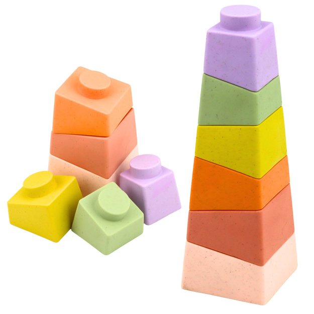 Set of Soft Sensory Educational Rubber Dinosaurs Blocks 14 pcs. 2