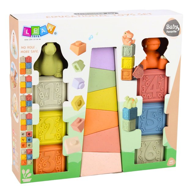 Set of Soft Sensory Educational Rubber Dinosaurs Blocks 14 pcs. 6