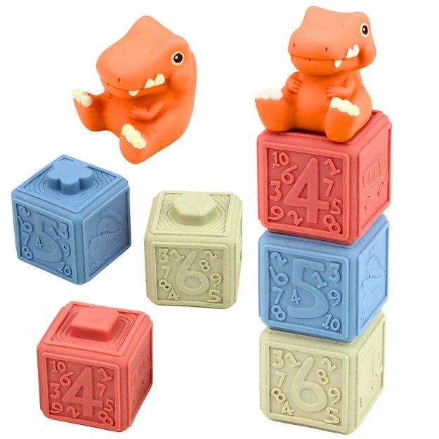 Set of Soft Sensory Educational Rubber Dinosaurs Blocks 14 pcs. 4
