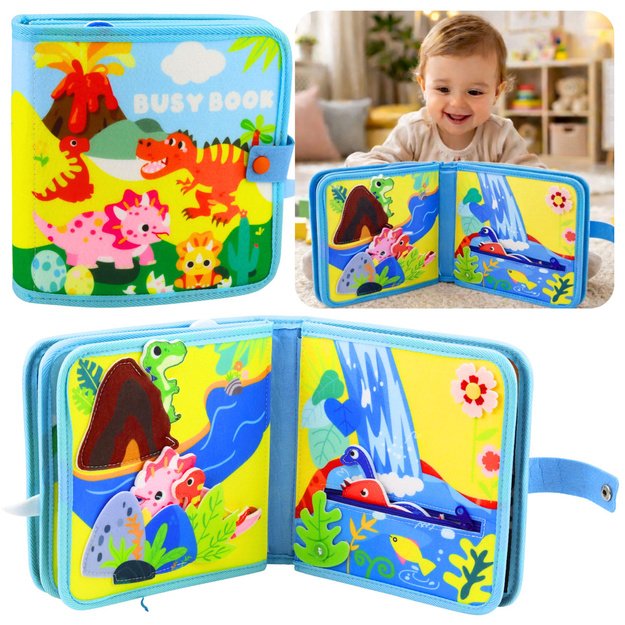 3D Felt Sensory Educational Book Dinosaurs