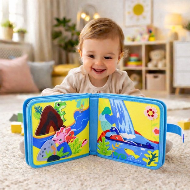 3D Felt Sensory Educational Book Dinosaurs 3