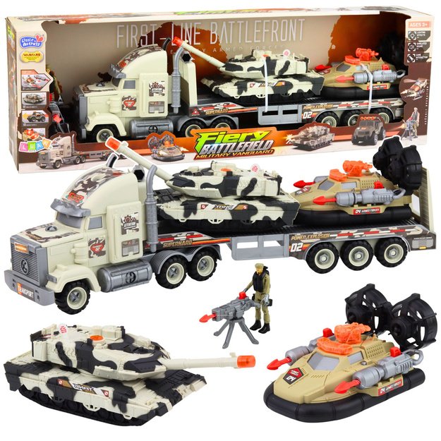 Military Set Army Truck Tank Hovercraft Soldier