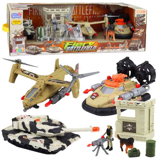 Military Set: Army Helicopter Tank Hovercraft Soldier Base