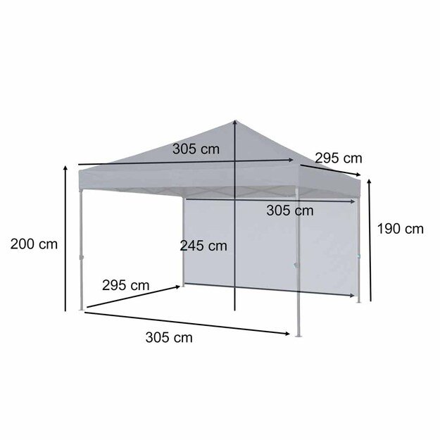 LUARO sodo paviljonas vakarėlių palapinė komercinė pavėsinė 3x3m juoda 4