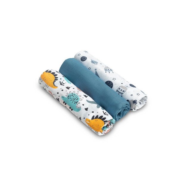 Muslin diaper 3-pack – blue