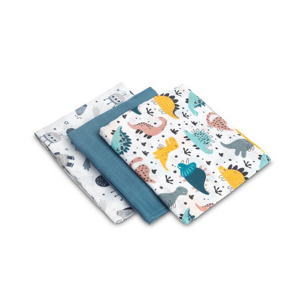 Muslin diaper 3-pack – blue