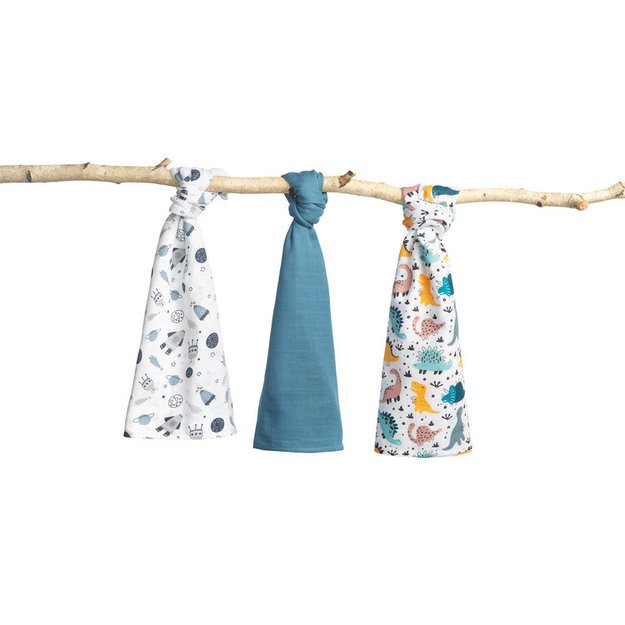 Muslin diaper 3-pack – blue