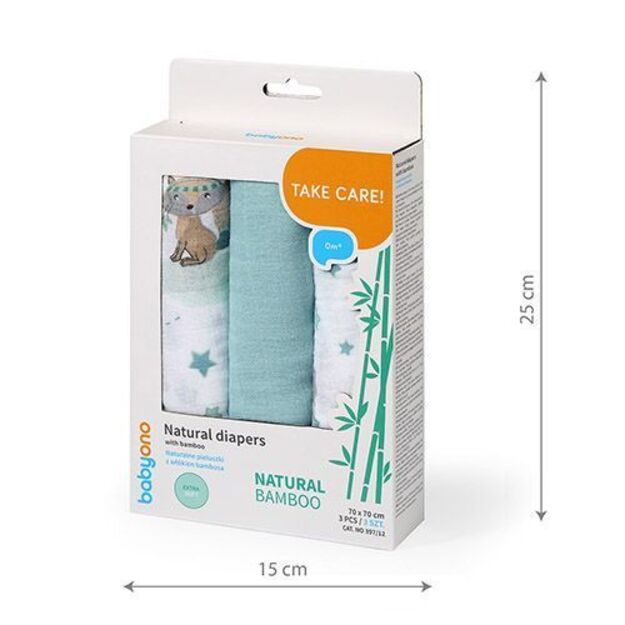 397/12 BAMBOO DIAPERS 3PCS BLUE