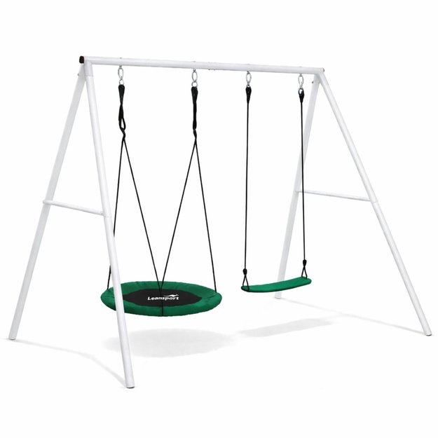 Garden Swing Stork s Nest Seat 2in1 Frame White 210x170 cm