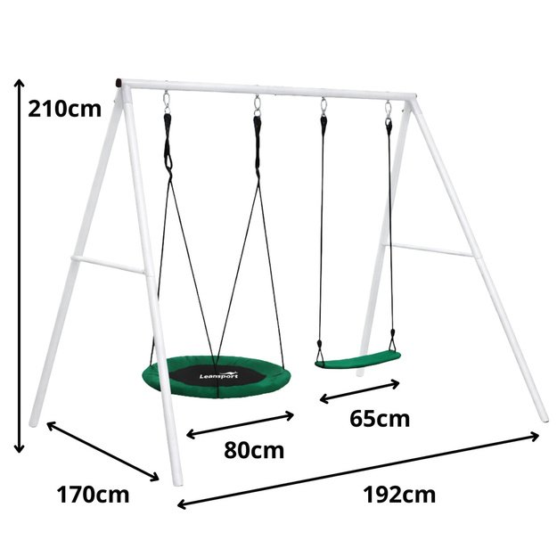 Garden Swing Stork s Nest Seat 2in1 Frame White 210x170 cm