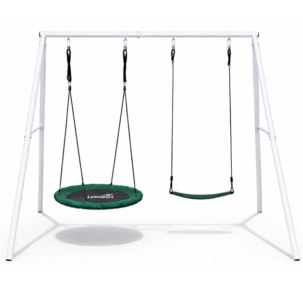 Garden Swing Stork s Nest Seat 2in1 Frame White 210x170 cm