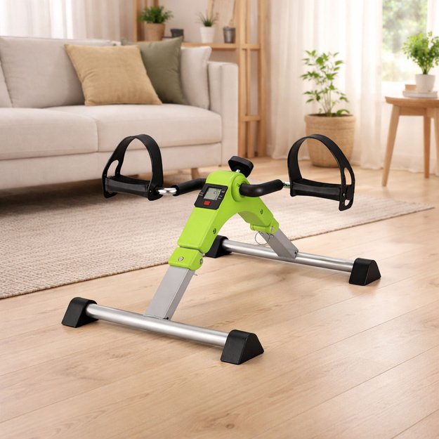 Mini Exercise Bike Rotor Rehabilitation With LCD Counter Green