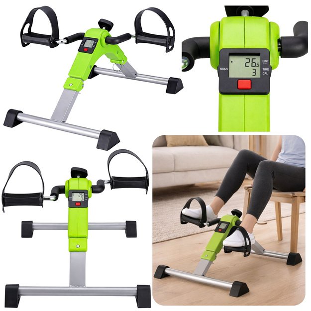 Mini Exercise Bike Rotor Rehabilitation With LCD Counter Green