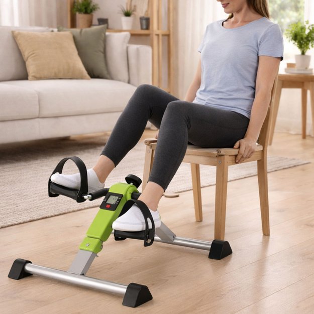Mini Exercise Bike Rotor Rehabilitation With LCD Counter Green