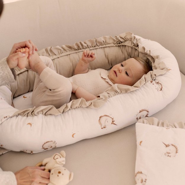 BABY NEST COTTON UNICORN BEIGE 80X45