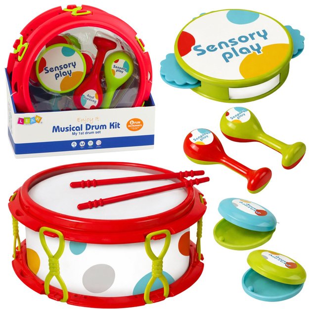 Musical Instruments For Children Drum Rattles Tambourine Castanets
