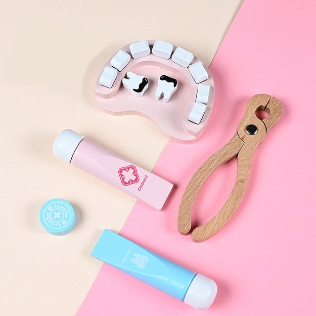 Medinis medicinos rinkinys vaikams lagamine, pirmosios pagalbos vaistinėlė, odontologas, 43 vnt.