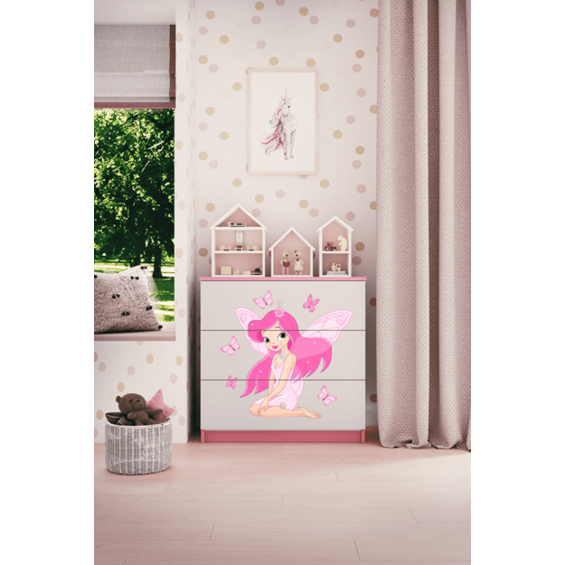 Komoda Babydreams rožinė fėja su drugeliais