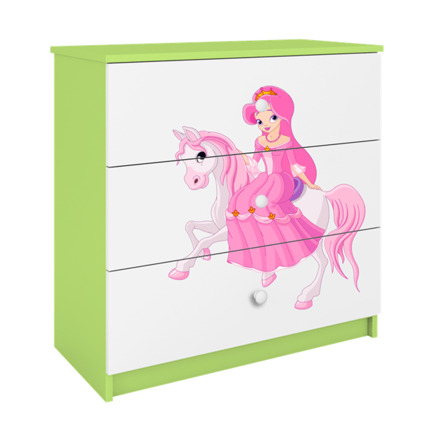 Chest of drawers babydreams green princess on horse