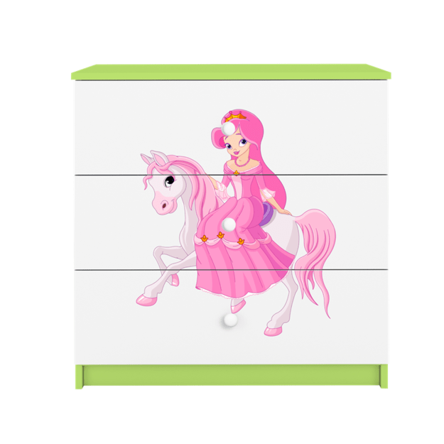 Chest of drawers babydreams green princess on horse