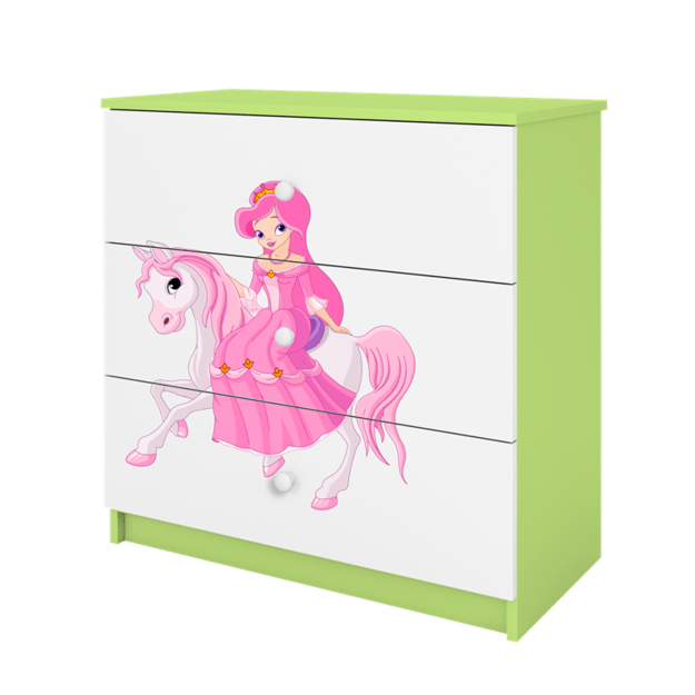 Chest of drawers babydreams green princess on horse