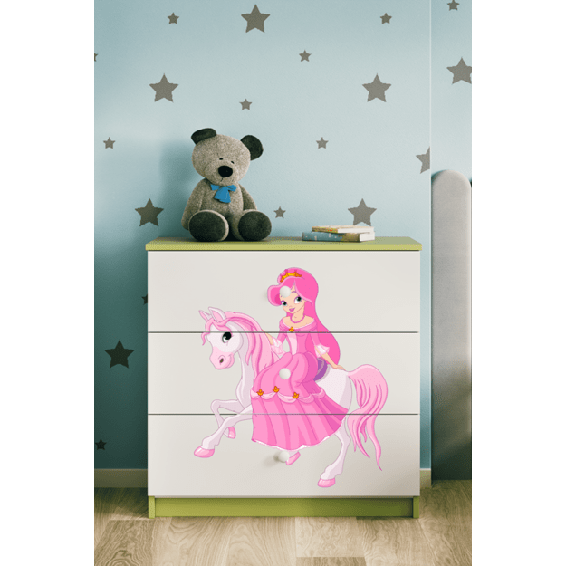 Chest of drawers babydreams green princess on horse