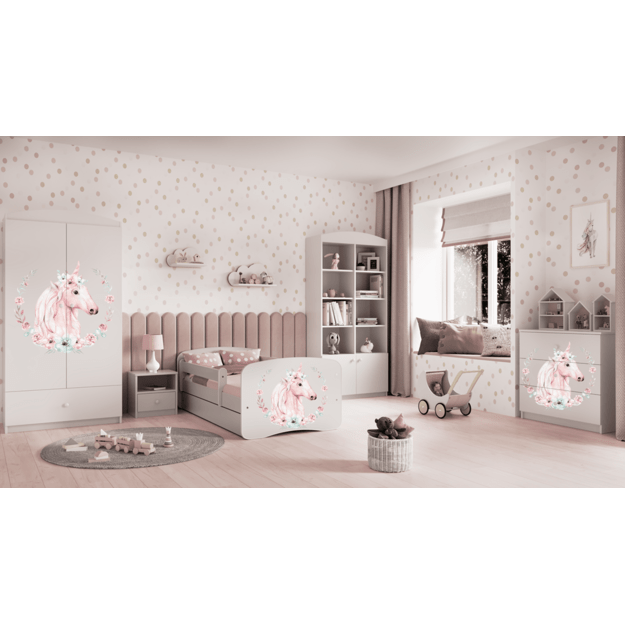 Bed babydreams white horse with drawer without mattress 180/80