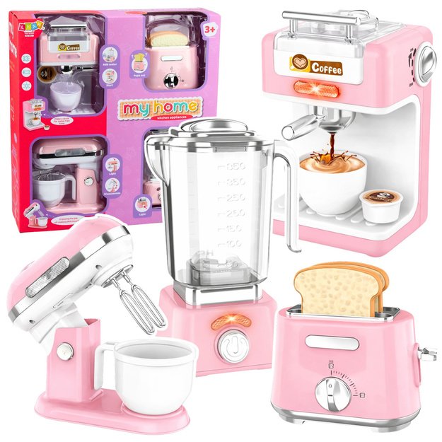Mažų buitinių prietaisų rinkinys vaikams: baterijomis maitinami virtuvės prietaisai, šviesos ir garsai
