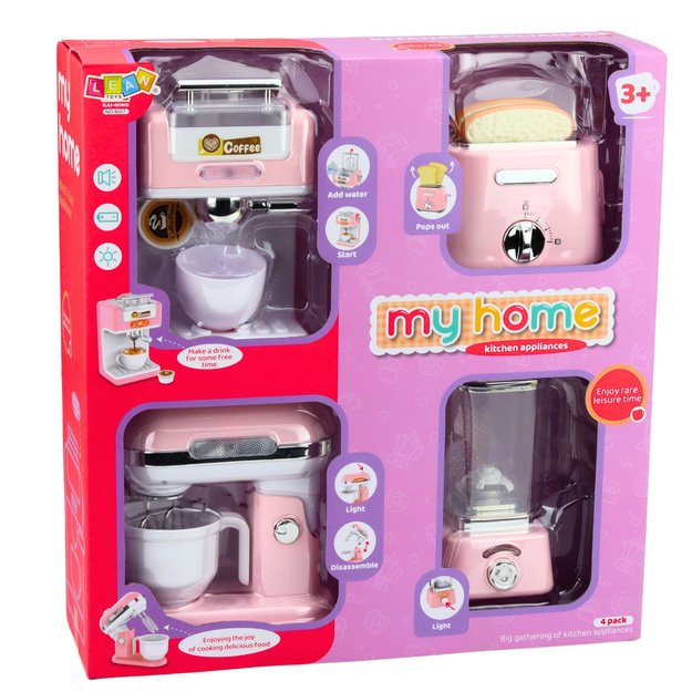 Mažų buitinių prietaisų rinkinys vaikams: baterijomis maitinami virtuvės prietaisai, šviesos ir garsai