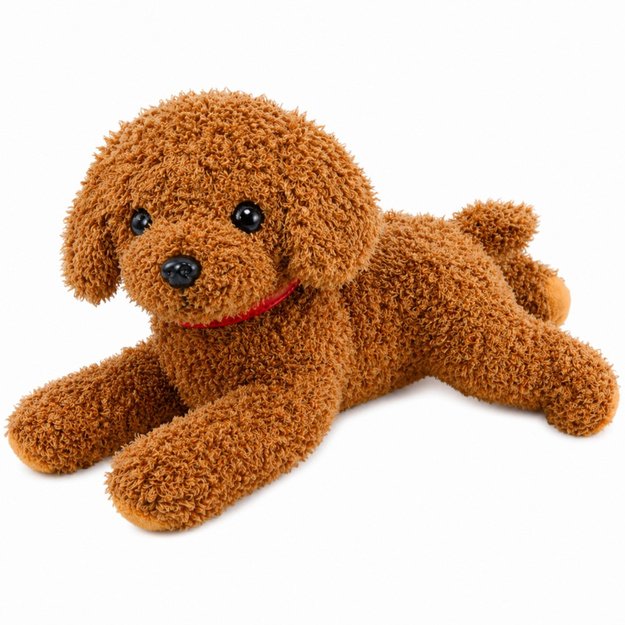 Plush Dog Poodle Mascot Cuddly Toy Weighted Paws Collar 30cm