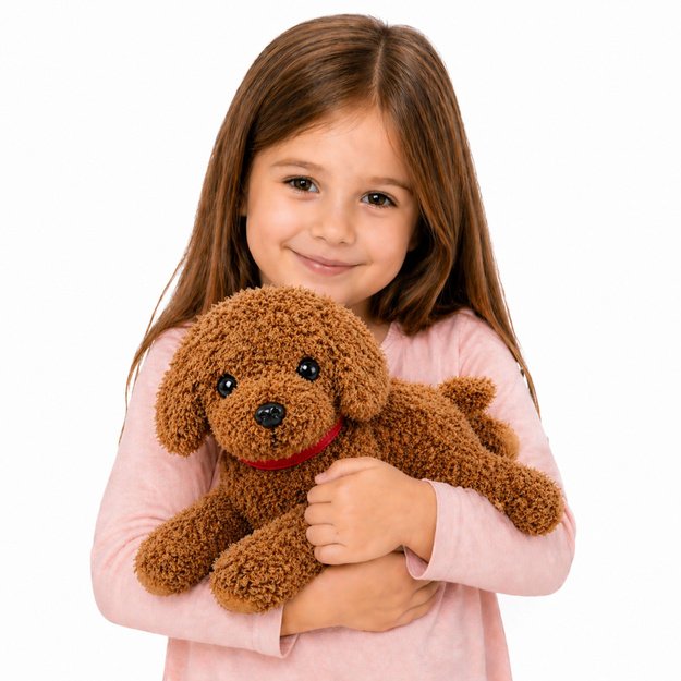 Plush Dog Poodle Mascot Cuddly Toy Weighted Paws Collar 30cm