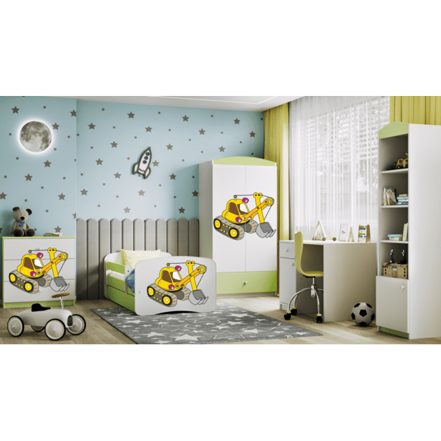 Lova babydreams green digger su stalčiumi ir čiužiniu 180/80 5