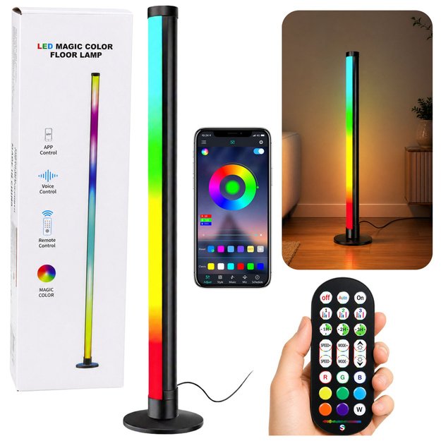 RGB LED Corner Floor Lamp Music Mode Remote Control App 90cm