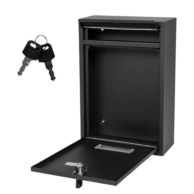 Mailbox for letters, galvanized steel, black, 32x21.5x8.5cm