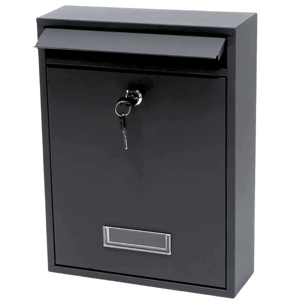 Mailbox for letters, galvanized steel, black, 32x21.5x8.5cm