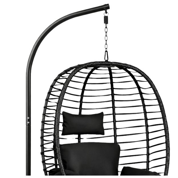 LEAN Hanging Rocking Chair Garden Cocoon Cushions Swing Frame Black