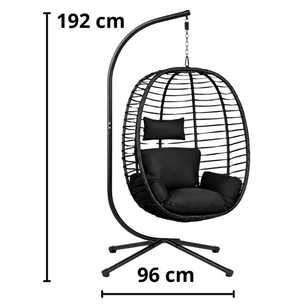LEAN Hanging Rocking Chair Garden Cocoon Cushions Swing Frame Black