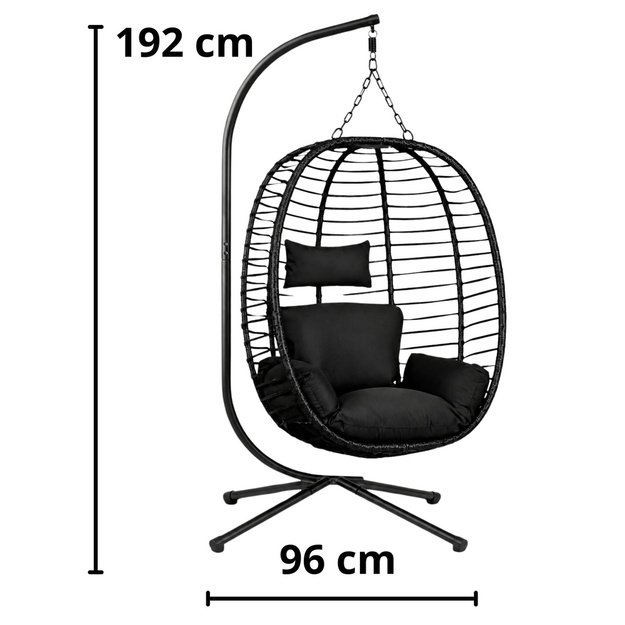 LEAN Hanging Rocking Chair Garden Cocoon Cushions Swing Frame Black