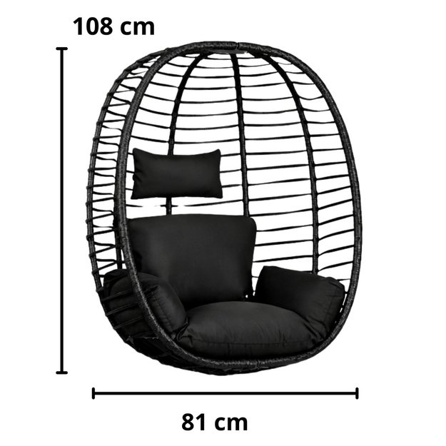 LEAN Hanging Rocking Chair Garden Cocoon Cushions Swing Frame Black