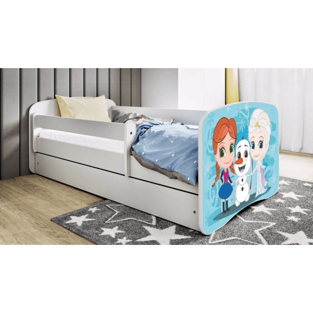 Lova babydreams white frozen land su stalčiumi be čiužinio 160/80 2