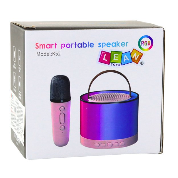 Karaoke Kit Speaker Microphone Wireless K52 RGB Bluetooth Pink