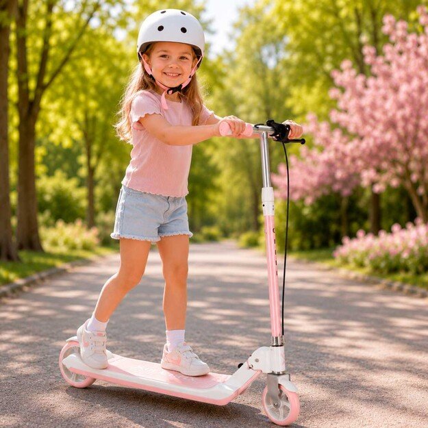 Hulajnoga dla dzieci TRIKE FIX dwukołowa LED składana podw&oacute;jne hamulce r&oacute;żowa