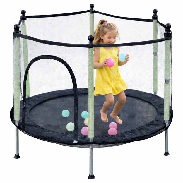Trampolina do domu ogrodu dla dzieci siatka piłki 140cm 55inch zielona