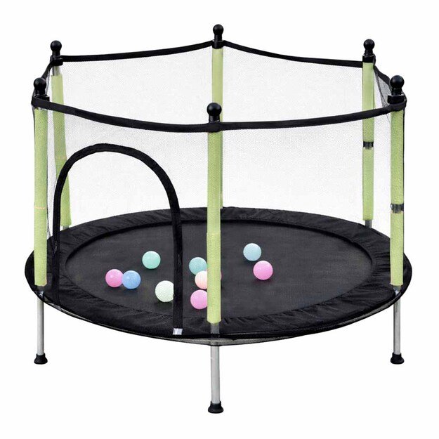 Trampolina do domu ogrodu dla dzieci siatka piłki 140cm 55inch zielona
