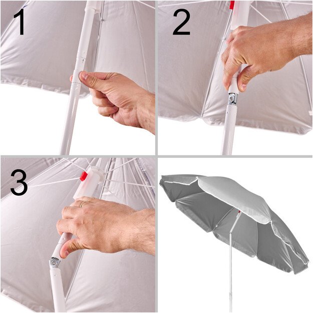 Parasol ogrodowy plażowy regulowany łamany składany UV 150cm szary